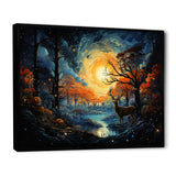 Deer Celestial Symphony - Deer Framed Canvas Art