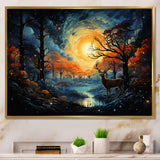 Deer Celestial Symphony - Deer Framed Canvas Art