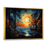 Deer Celestial Symphony - Deer Framed Canvas Art