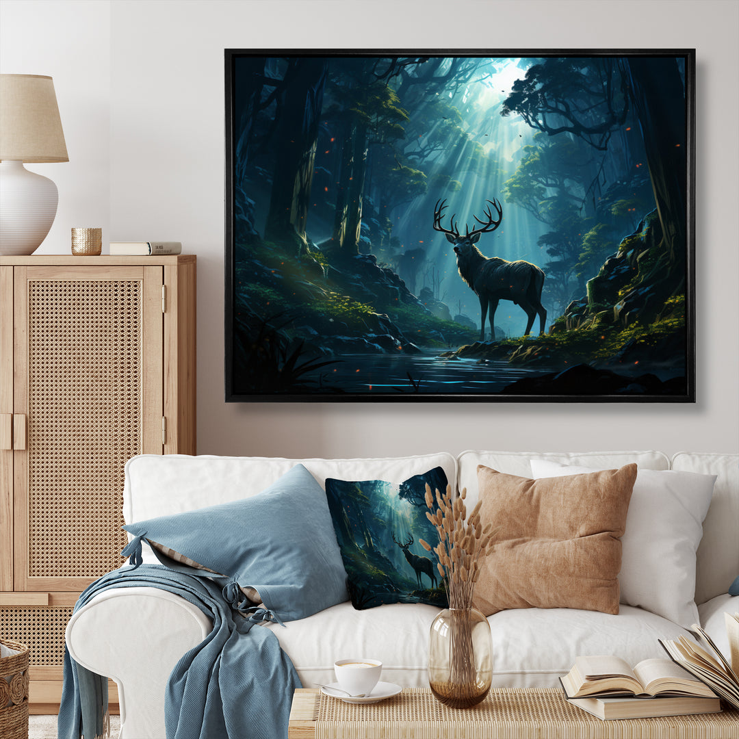 Deer Dancing Shadows - Deer Large Canvas Wall Art