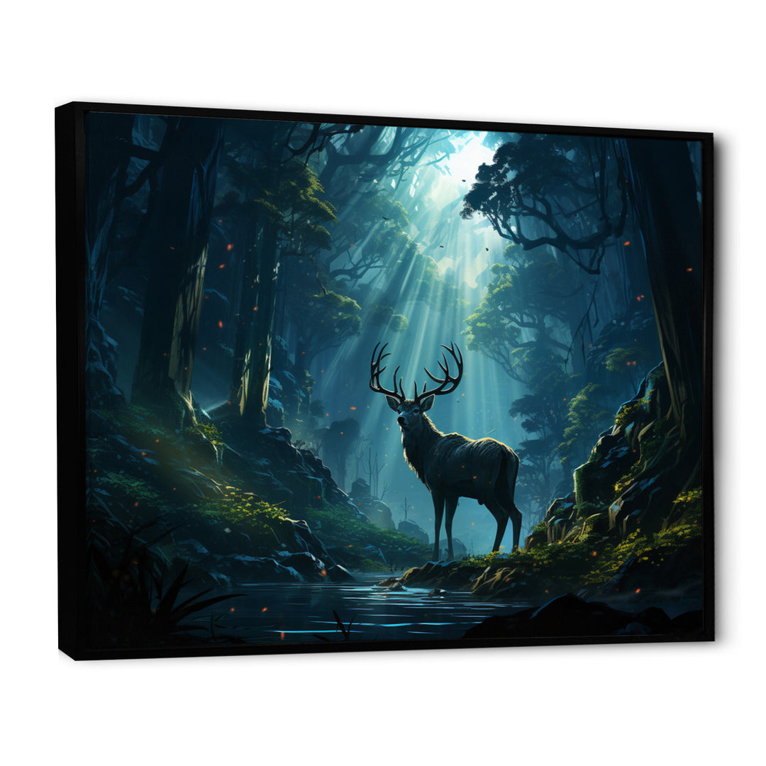 Deer Dancing Shadows - Deer Large Canvas Wall Art