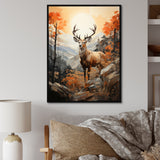 Deers Brown Landscape - Deer Living Room Wall Art