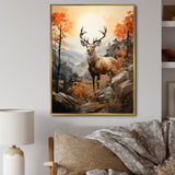 Deers Brown Landscape - Deer Living Room Wall Art