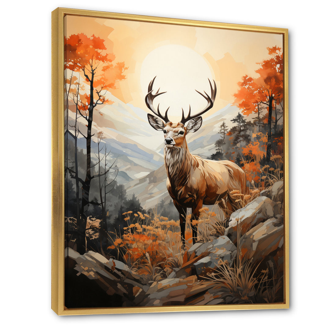 Deers Brown Landscape - Deer Living Room Wall Art