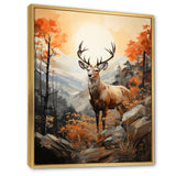 Deers Brown Landscape - Deer Living Room Wall Art