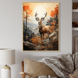 Deers Brown Landscape - Deer Living Room Wall Art