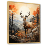 Deers Brown Landscape - Deer Living Room Wall Art