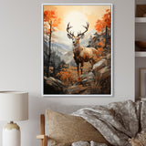 Deers Brown Landscape - Deer Living Room Wall Art