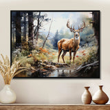 Deer Graceful Grazing - Animals Canvas Wall Art