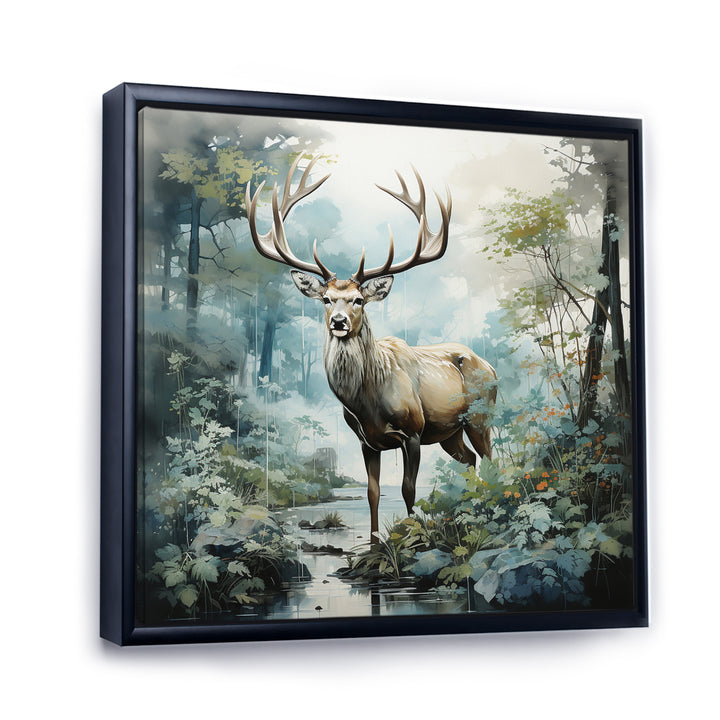 Deer Harmonious Encounter - Deer Large Canvas Wall Art