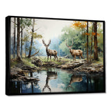 Deer Majestic Reflections - Animals Canvas Wall Art