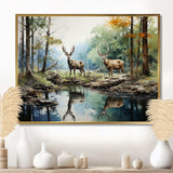 Deer Majestic Reflections - Animals Canvas Wall Art