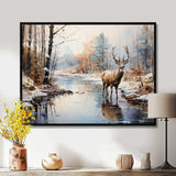 Deer Winter Serenade - Animals Canvas Wall Art