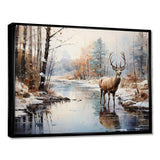 Deer Winter Serenade - Animals Canvas Wall Art