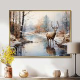 Deer Winter Serenade - Animals Canvas Wall Art