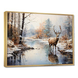 Deer Winter Serenade - Animals Canvas Wall Art