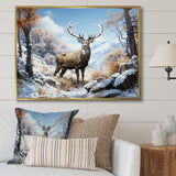 Deer Winters Elegance - Brown Deer Wall Art