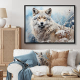Wolf Winters Embrace - Deer Framed Canvas Art