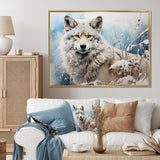 Wolf Winters Embrace - Deer Framed Canvas Art