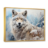 Wolf Winters Embrace - Deer Framed Canvas Art