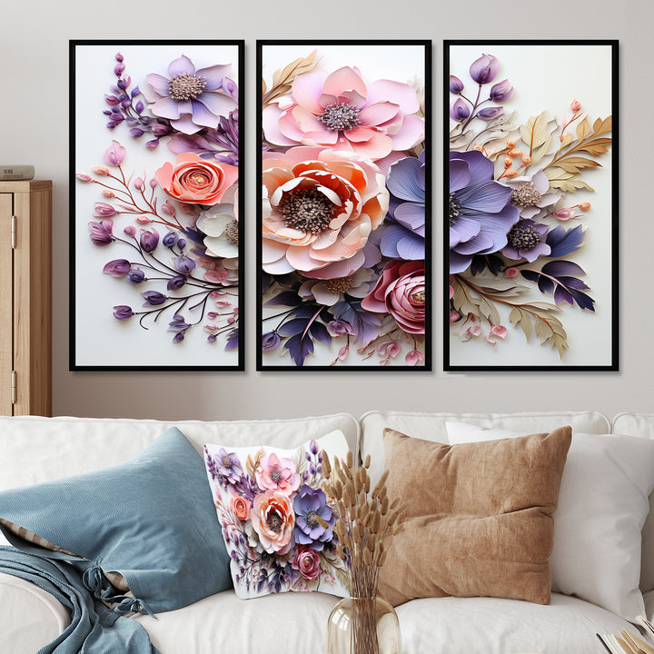 Delicate Florals Paint - Multi-Panel Canvas Prints