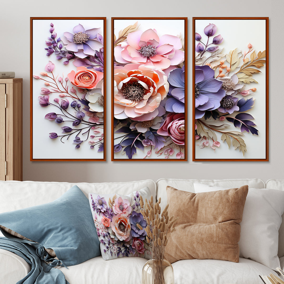 Delicate Florals Paint - Multi-Panel Canvas Prints