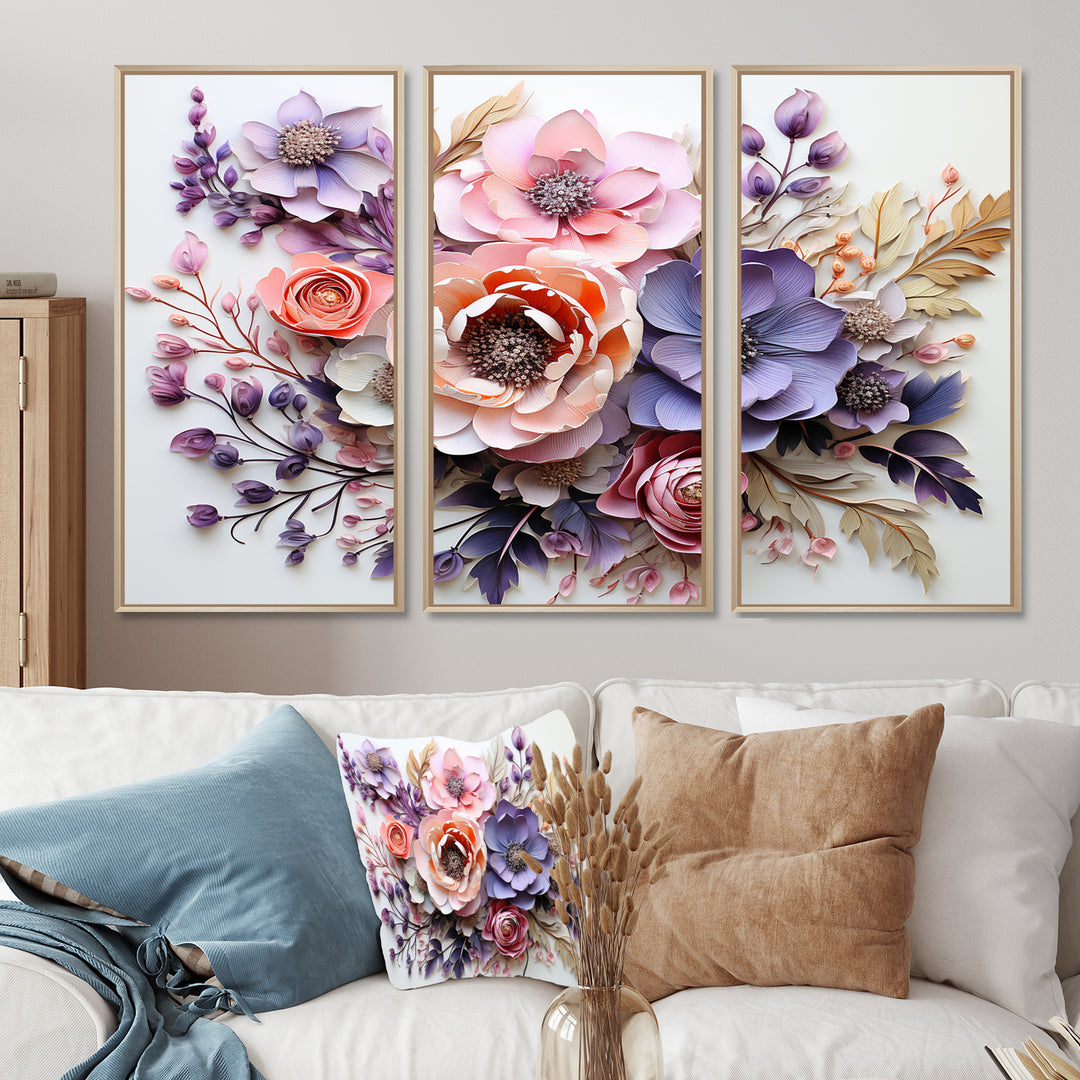 Delicate Florals Paint - Multi-Panel Canvas Prints