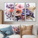 Delicate Florals Paint - Multi-Panel Canvas Prints