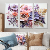 Delicate Florals Paint - Multi-Panel Canvas Prints