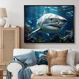 Teal Grey Shark Marine Symphony - Teal Shark Wall Art