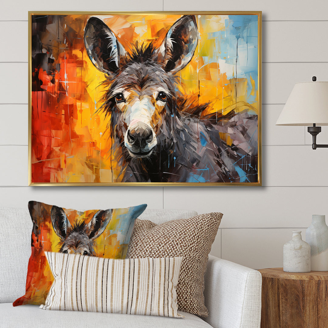 Grey Donkey Gentle Companion Collage - Donkey Living Room Wall Art