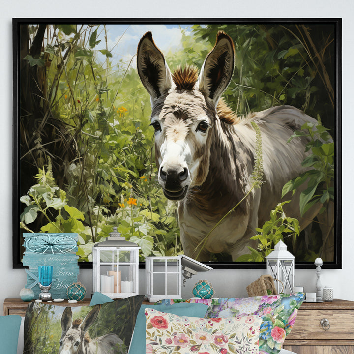 Grey Donkey Gentle Companion Pastoral - Donkey Bedroom Wall Art