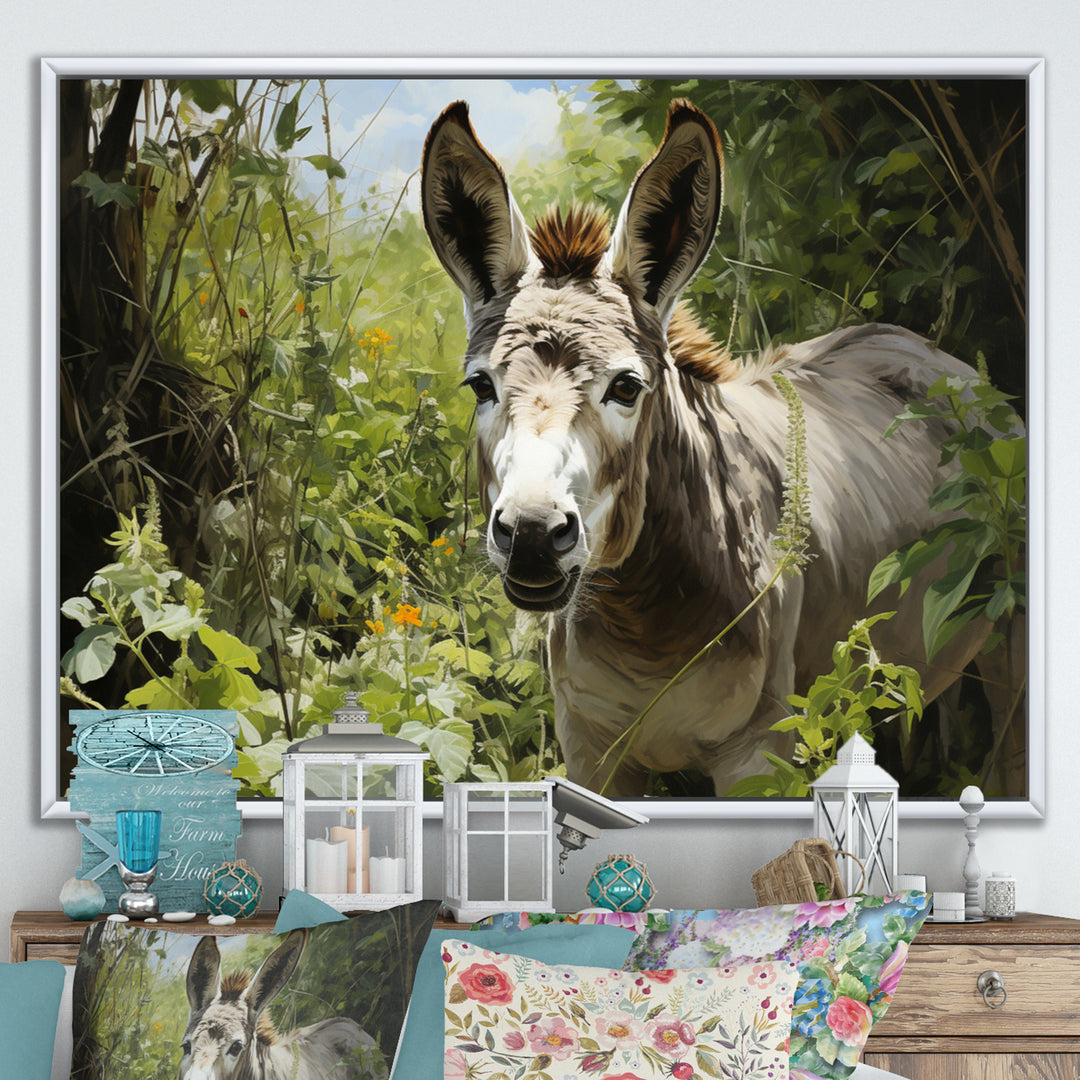 Grey Donkey Gentle Companion Pastoral - Donkey Bedroom Wall Art