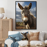 Grey Donkey Portrait Vibrant - Donkey Canvas Wall Art
