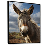 Grey Donkey Portrait Vibrant - Donkey Canvas Wall Art