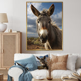 Grey Donkey Portrait Vibrant - Donkey Canvas Wall Art