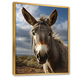 Grey Donkey Portrait Vibrant - Donkey Canvas Wall Art