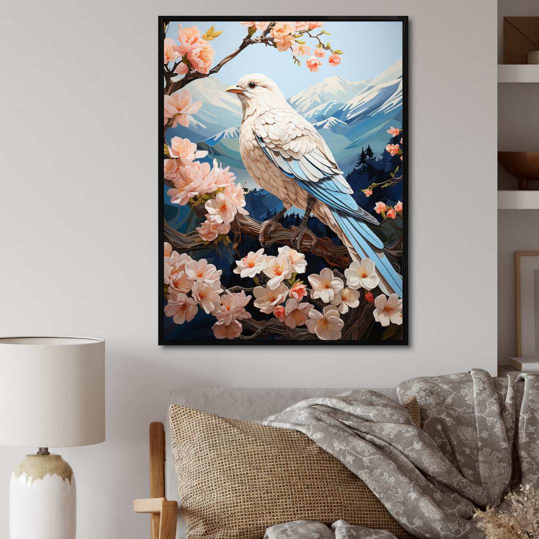 White Dove Winged Harmony Pastoral - Dove Large Canvas Wall Art