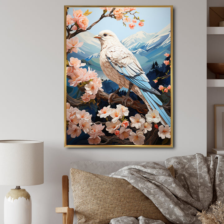 White Dove Winged Harmony Pastoral - Dove Large Canvas Wall Art