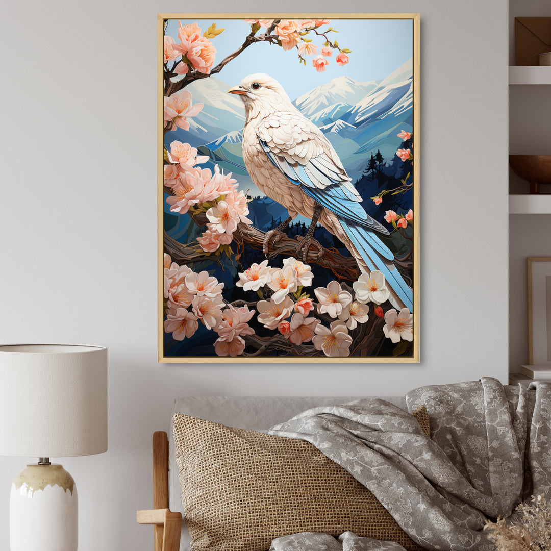 White Dove Winged Harmony Pastoral - Dove Large Canvas Wall Art