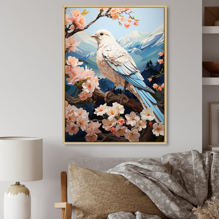 White Dove Winged Harmony Pastoral - Dove Large Canvas Wall Art