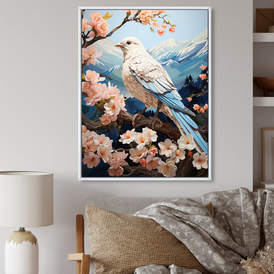 White Dove Winged Harmony Pastoral - Dove Large Canvas Wall Art
