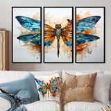 Teal Dragonfly Ethereal Flight Geometric I - Multi-Panels