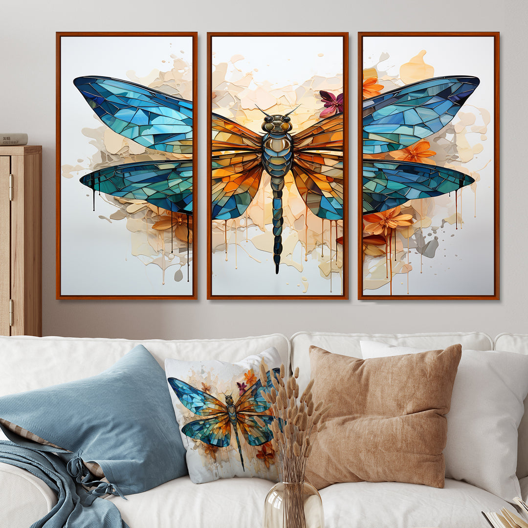 Teal Dragonfly Ethereal Flight Geometric I - Multi-Panels