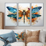 Teal Dragonfly Ethereal Flight Geometric I - Multi-Panels