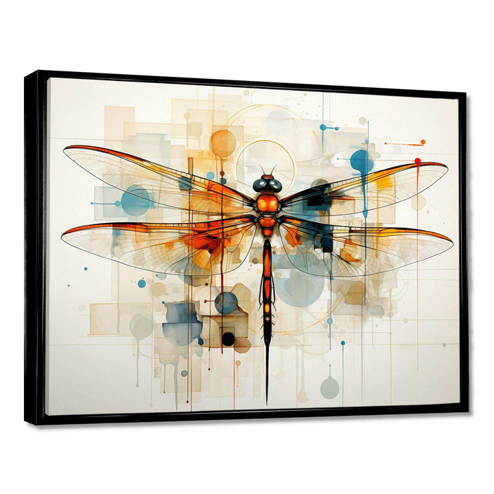 Teak Dragonfly Ethereal Flight Geometric - Animals Canvas Wall Art