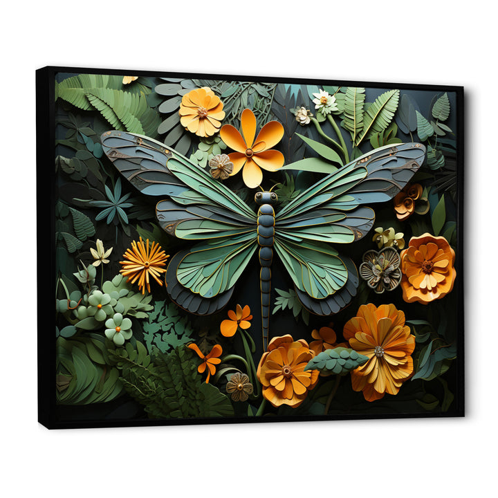 Green Dragonfly Insects Flight Pastoral - Green Dragonfly Wall Art