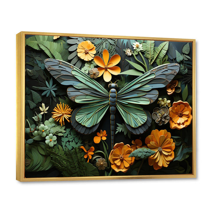 Green Dragonfly Insects Flight Pastoral - Green Dragonfly Wall Art