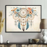 Teal Dreamcatcher Vintage Whispers - Spiritual Canvas Wall Art