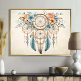 Teal Dreamcatcher Vintage Whispers - Spiritual Canvas Wall Art